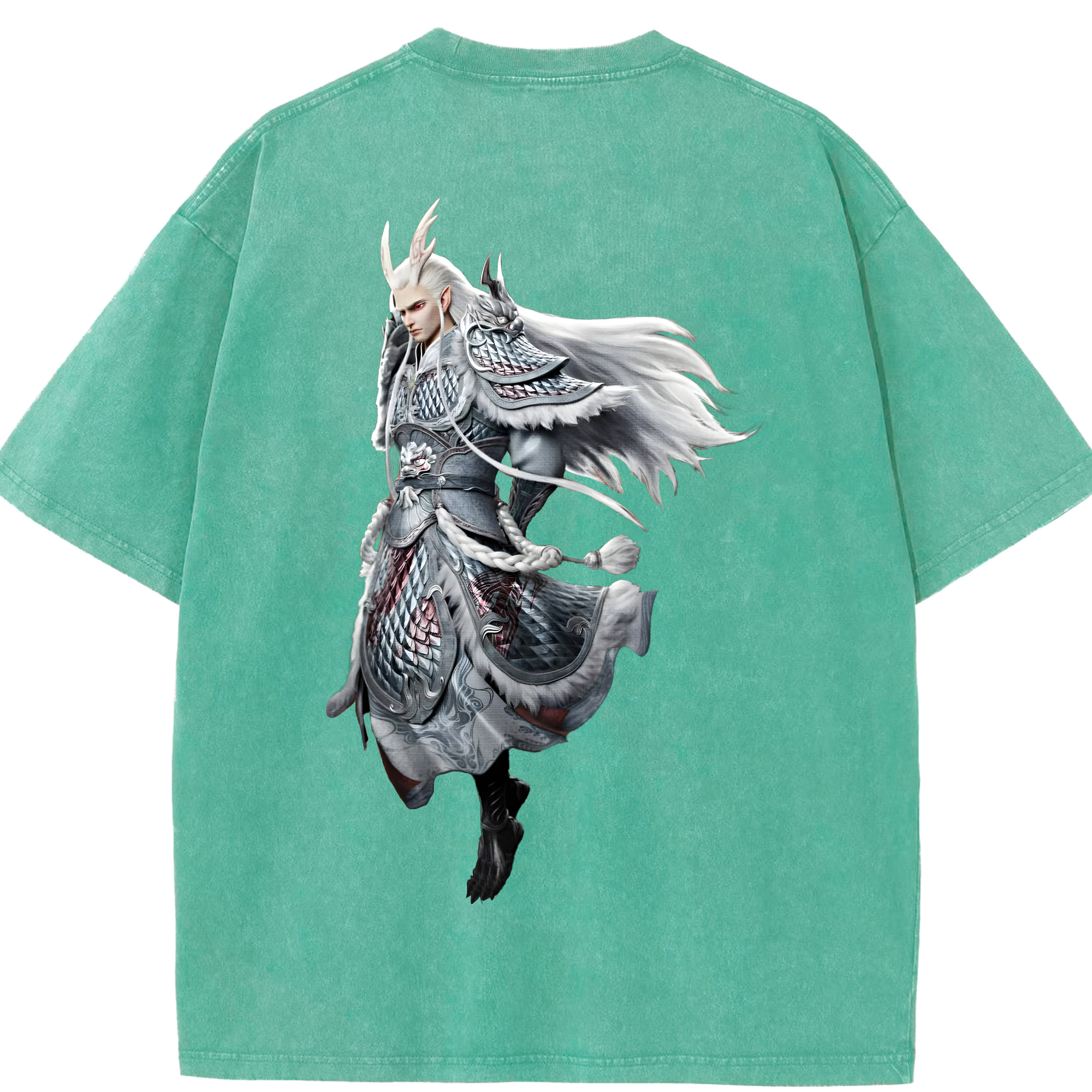 （画像用） Ne Zha 2 ナタ 魔童の大暴れ 綿100% ヴィンテージ風 半袖Tシャツ（背面プリント）
